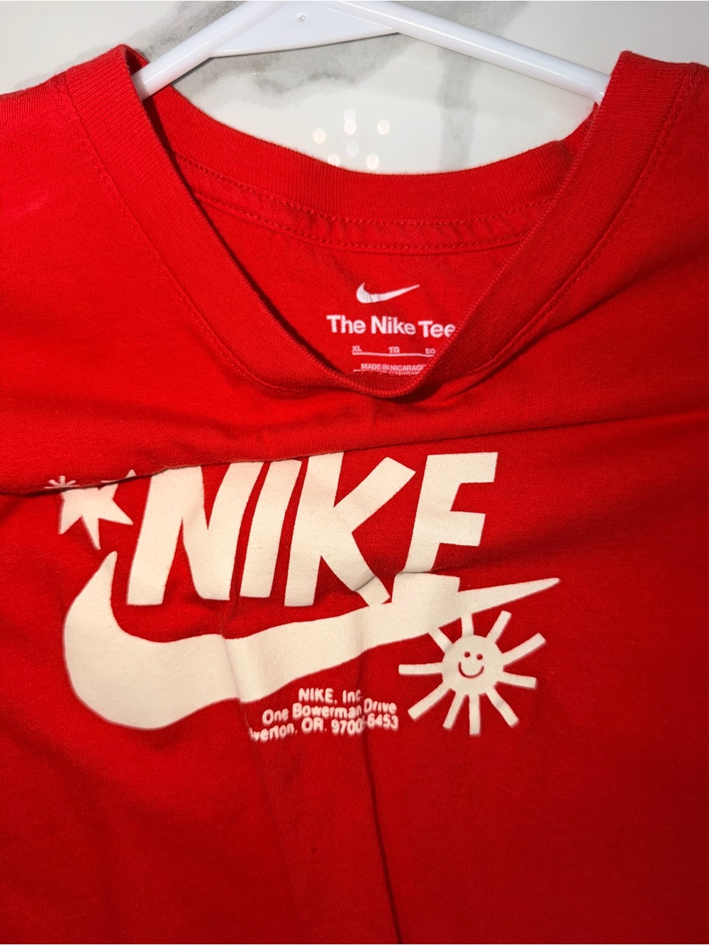 Nike Red Tee with White Logo Graphic